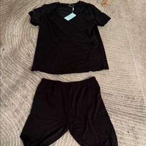 Black T-Shirt and Shorts Set